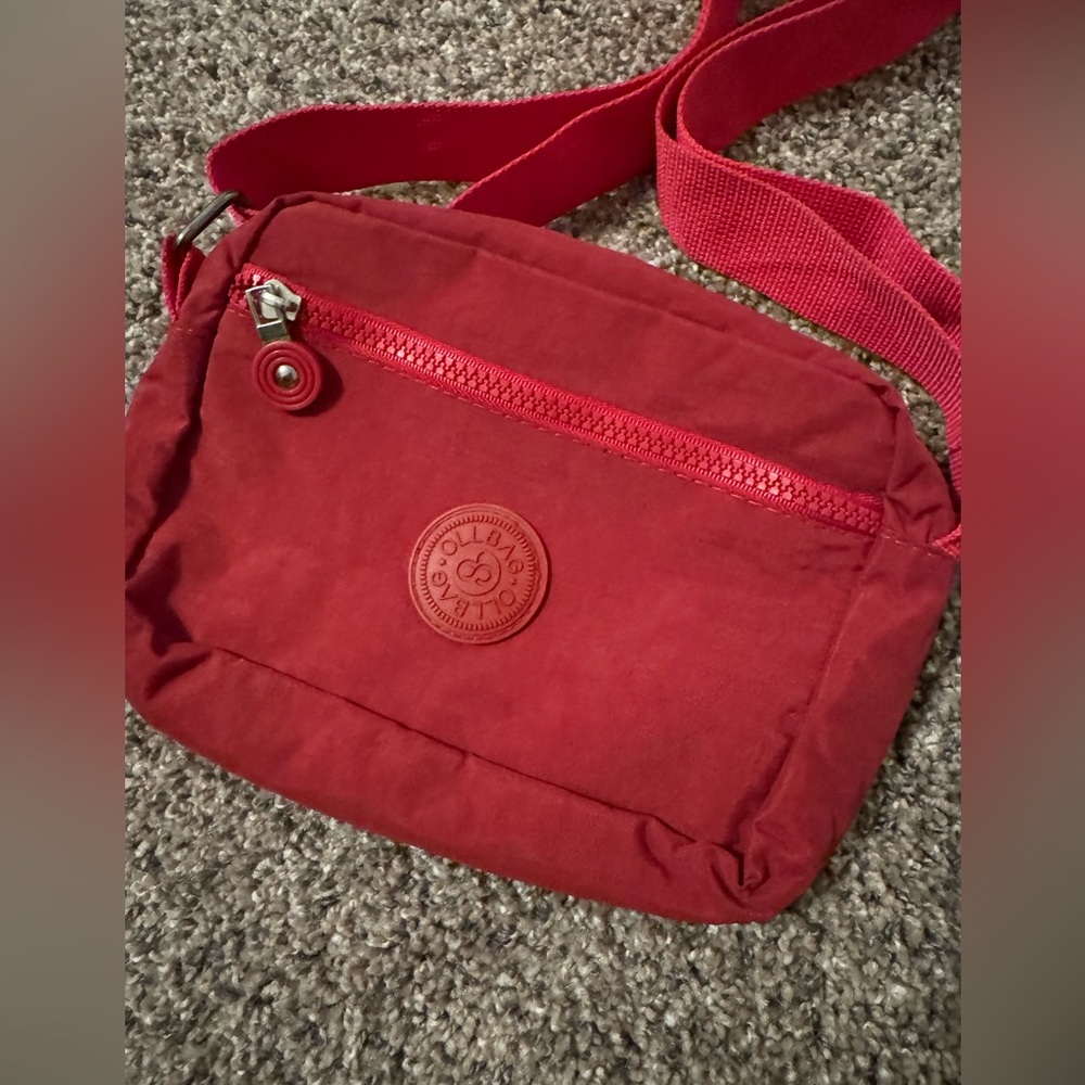 Red Crossbody Bag with Logo
